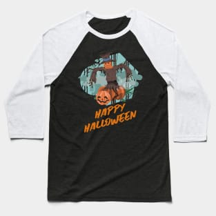 Cool Scarecrow Halloween Design Baseball T-Shirt